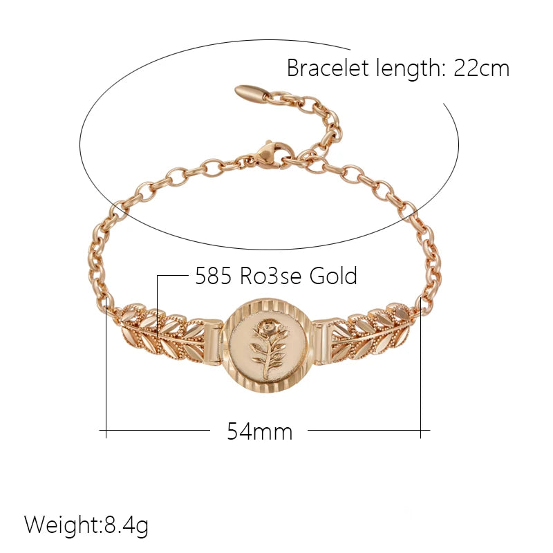 Women's Glossy Metal 585 Rose Gold Colour Ethnic Flower Bracelet