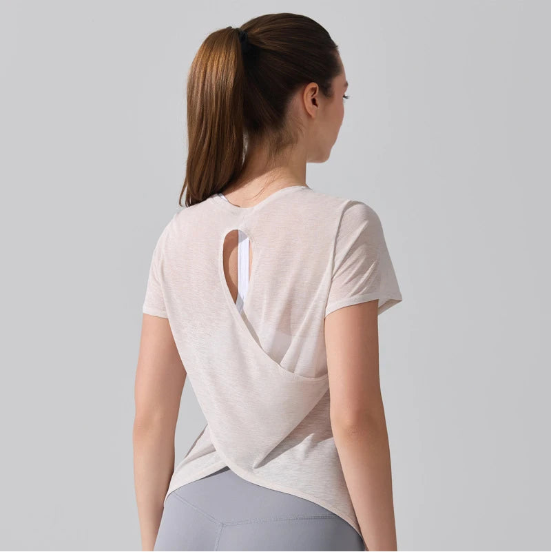 Women's Short Sleeve Yoga T-Shirt - Breathable Quick Dry Gym Running Top