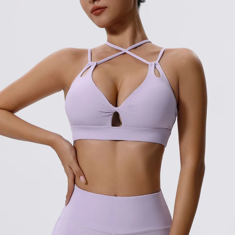 Women's High Impact Push-Up Sports Bra – Open Back Gym Crop Top