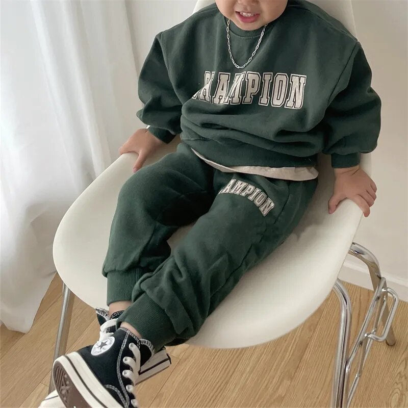 Children's Sweatshirt Fleece 0-6-year-old 2 PCS Set