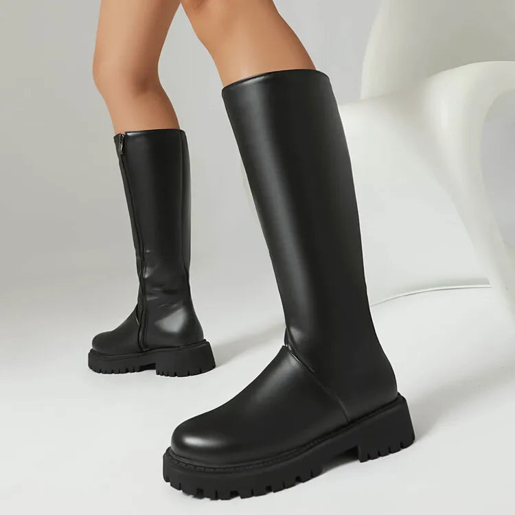 Faux Suede Ankle Boots - 5cm Flat Heel with Belt Buckle Detail