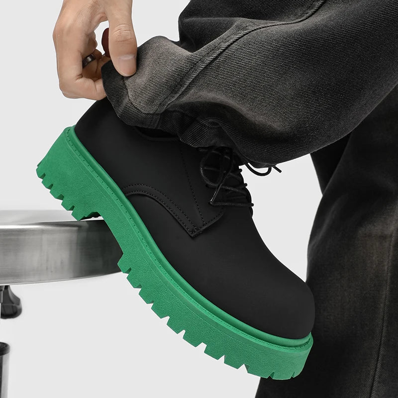 Platform Derby Shoes - Men's Genuine Leather Business & Casual Footwear