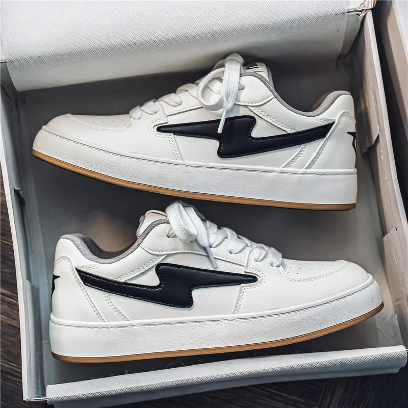 Men's Casual Sneakers Lightning Design Platform Skateboard Shoes Tennis Sports Shoes Outdoor Comfortable Vulcanized Sneakers
