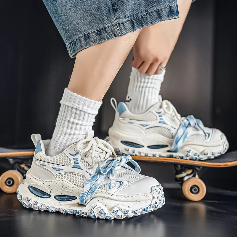 Platform Strap Sneakers - Men's Breathable Skateboard & Tennis Trainers