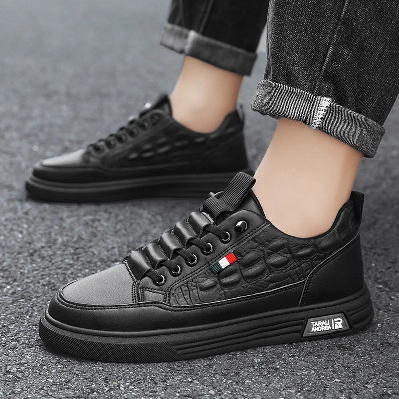 Men's Casual Shoes PU Leather Skateboard Sneakers Breathable Tennis Sports Trainers Sneakers