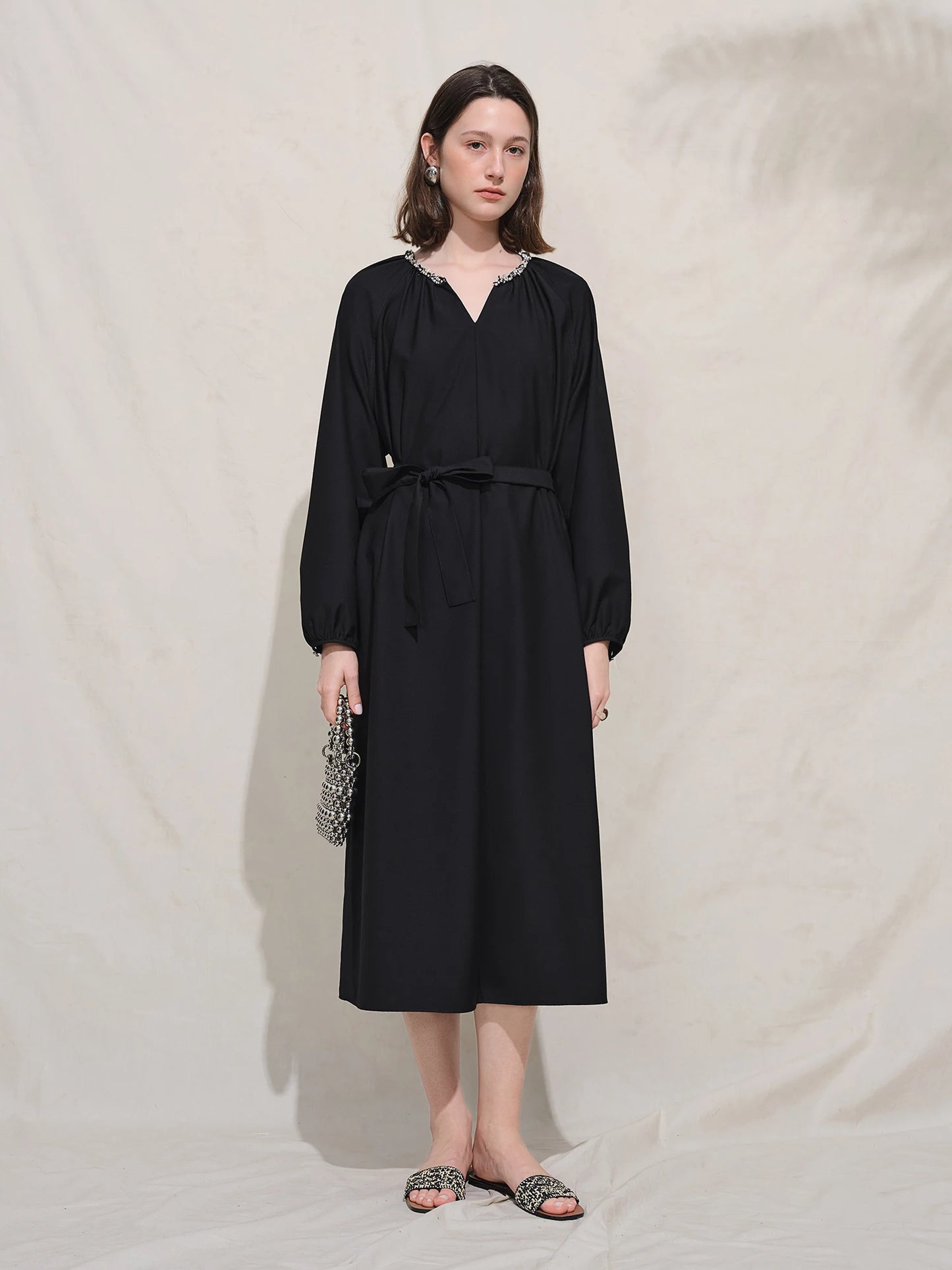 Plus Size Long Black Dress - Casual Commuting All-Match Dress