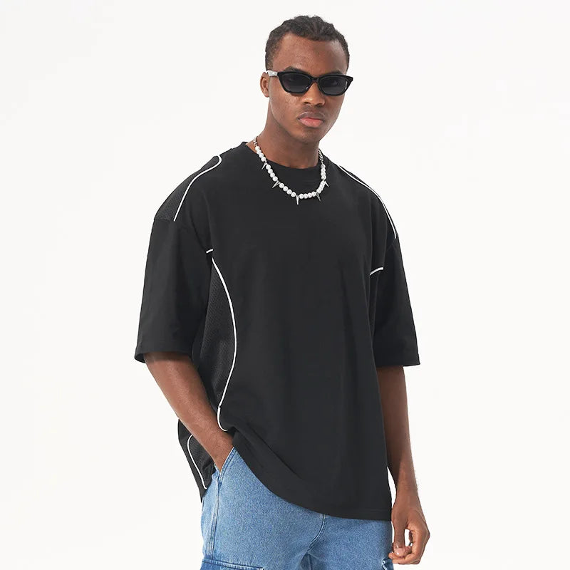 Men's Mesh Panel Cotton T-Shirt - Breathable Tee