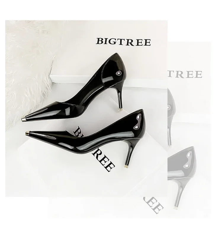Patent Leather Metal Tip Pumps - Available in 7cm and 10.5cm Heel Heights
