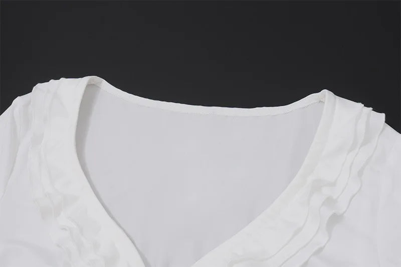 Women's Ruffled Detail Y2K 2 Piece Co-ord Set - Top and Mini Skirt