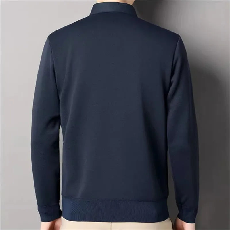 Men's Fleece Smart Casual Knitted  Long Sleeve T-shirt