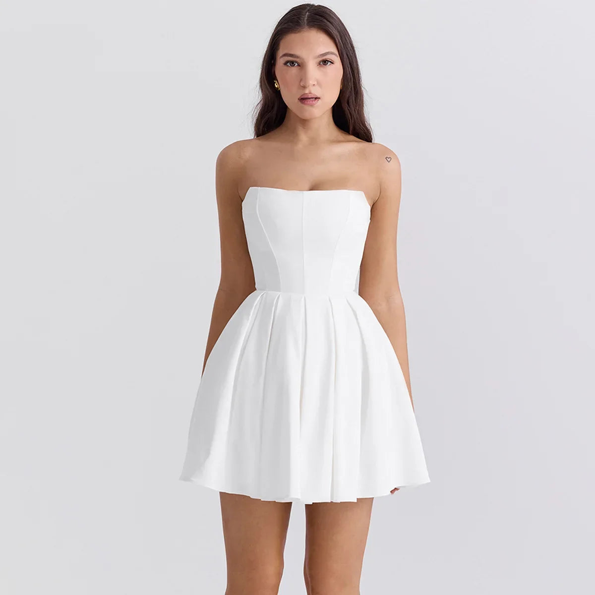 Women's Strapless Bodycon Mini White Corset Dress