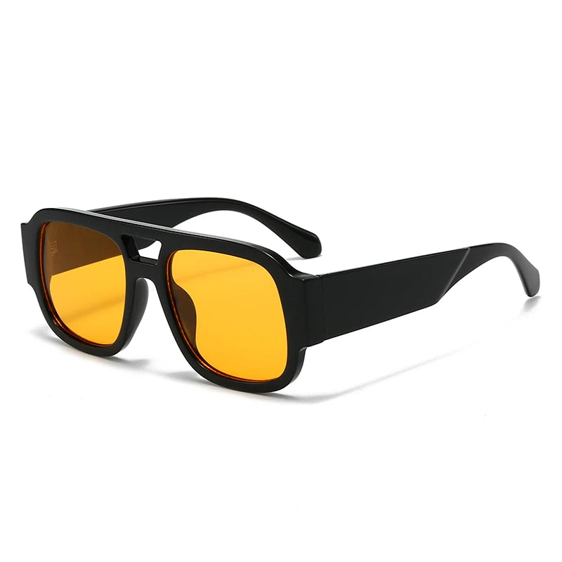 Unisex 1/4 Set Retro Large Frame Double Bridges Square Sunglasses