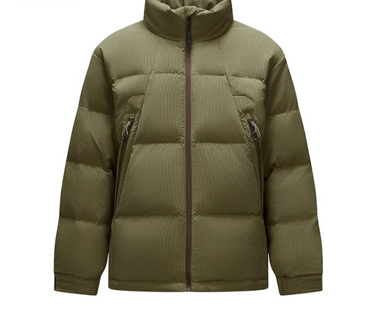 Down Jacket Men Textured Loose Fit Stand Collar Puffer Coat Winter Versatile Outerwear