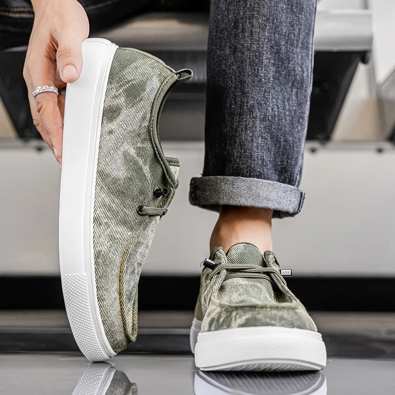 Men's Denim Casual Sneakers - Soft Skateboard Trainers