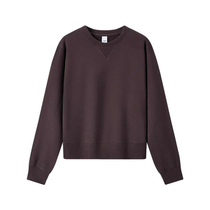 Women's Basic Round Neck Sweatshirt - Loose Fit Minimalist Pullover