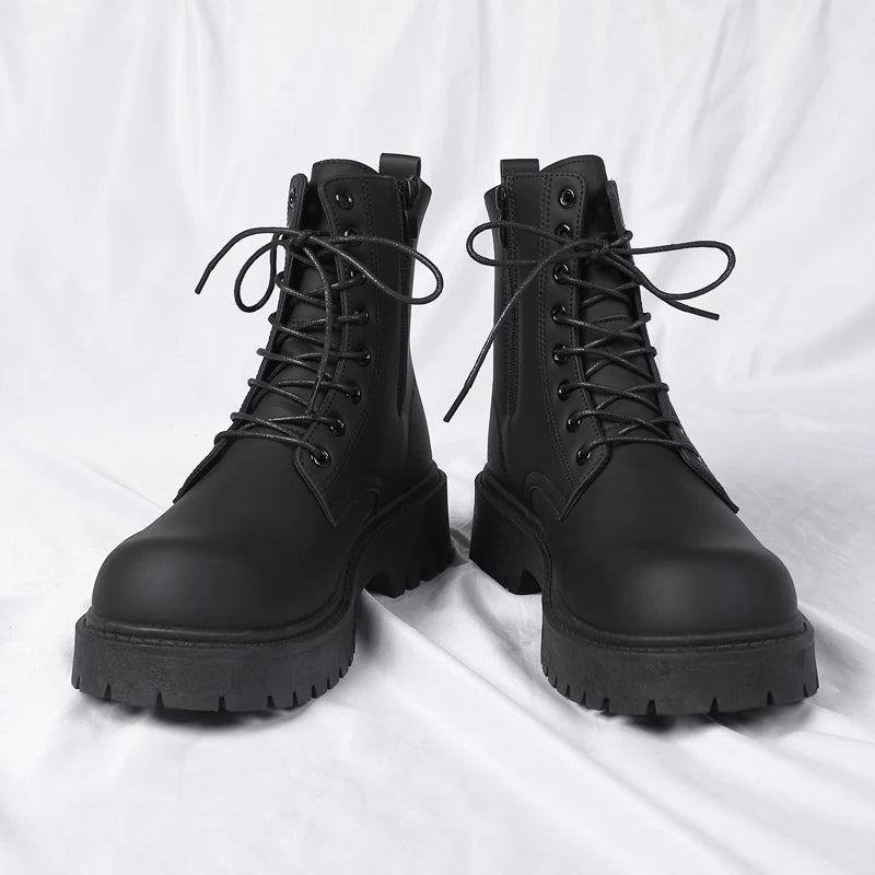 Men's Casual Platform Lace Up Chunky Ankle Boots