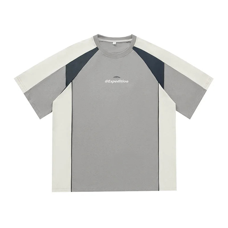 Men's Sports T-Shirt Mesh Breathable Colour Block Letter Print Short Sleeve