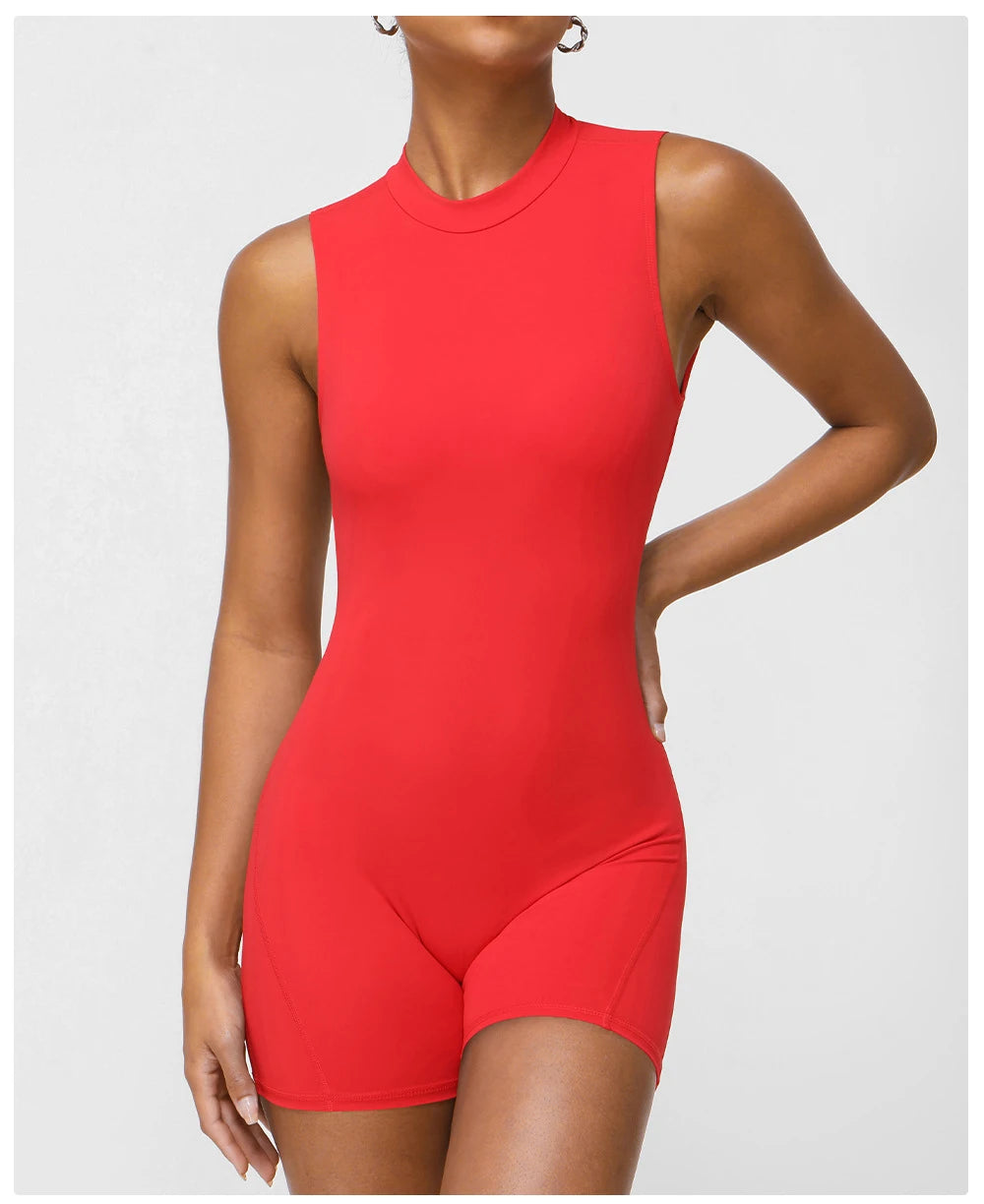 Women's Slim Fit One-Piece Sports Jumpsuit — Sleeveless Open Back Yoga Set