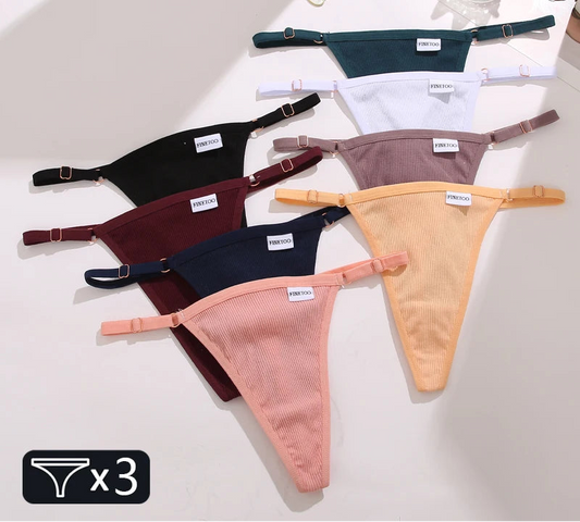 Women's Cotton Thong Underwear 3-Pack
