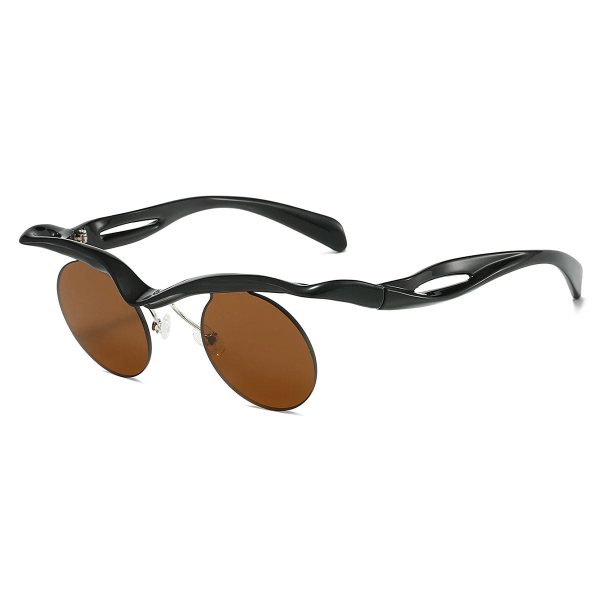 Unisex Irregular Semi-rimless Round Vintage Punk Anti UV Sunglasses