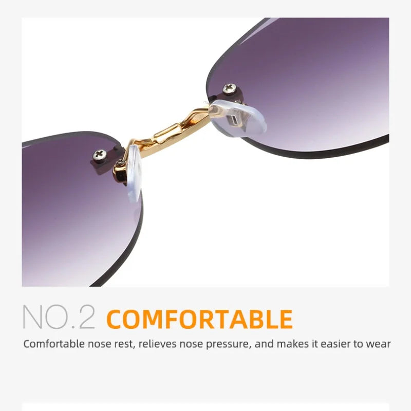 Women's Gradient Frameless Sunglasses - Cut Edge Metal Design