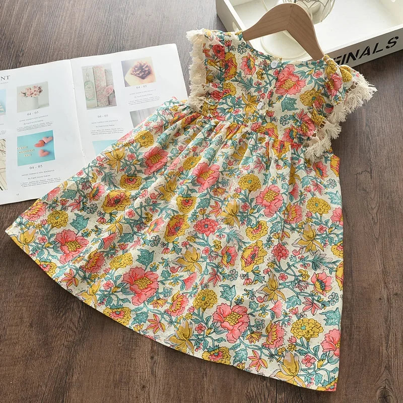 Children's Girls Floral Flowers Costumes Sleeveless Toddler Dress