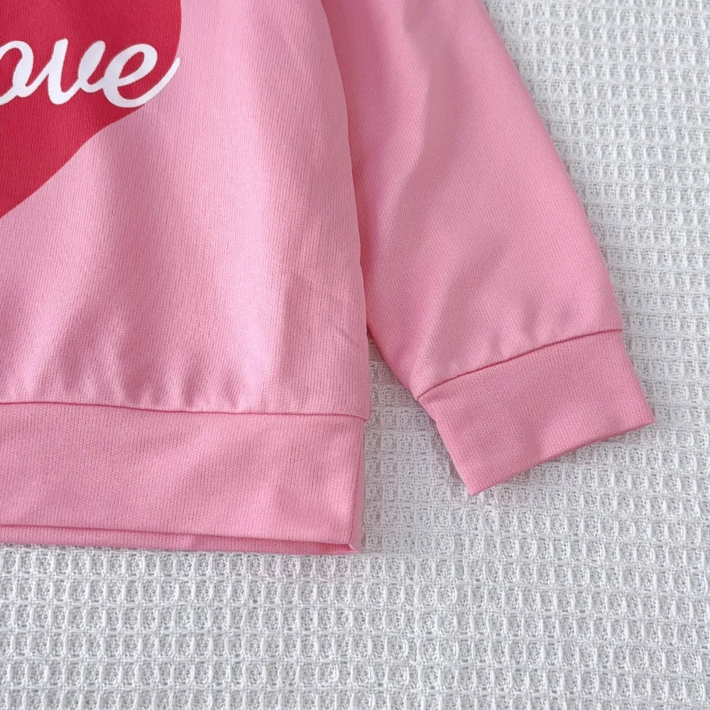 Children's Girls'  Long Sleeved Love Letter Printed Hoodie and Pants 2-piece Set