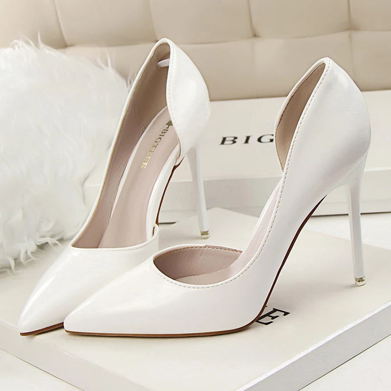 Patent Leather Stiletto Pumps - Professional Office Heels Available in 12 Colors