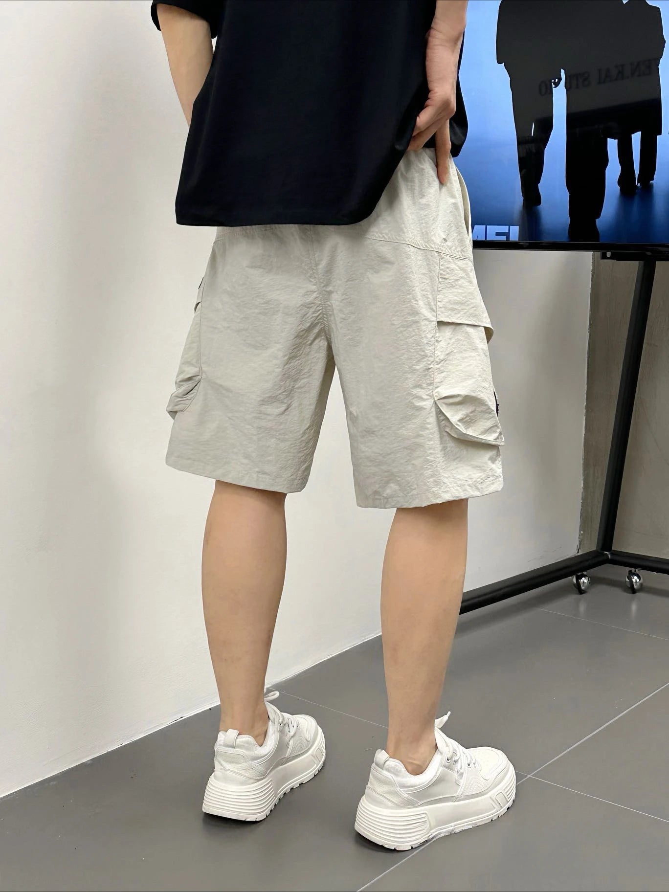 Men's Casual Cargo Shorts Knee Length Summer Drawstring Shorts
