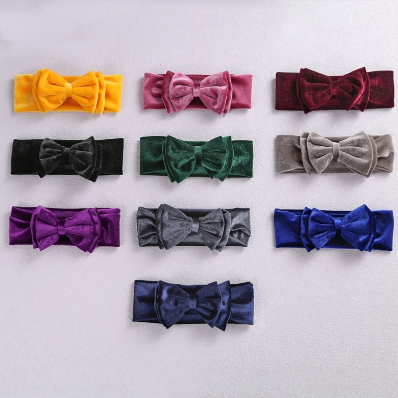 Toddler Baby Girls Bow Headbands Soft Stretchy Velvet Hairbands Hair Accessories