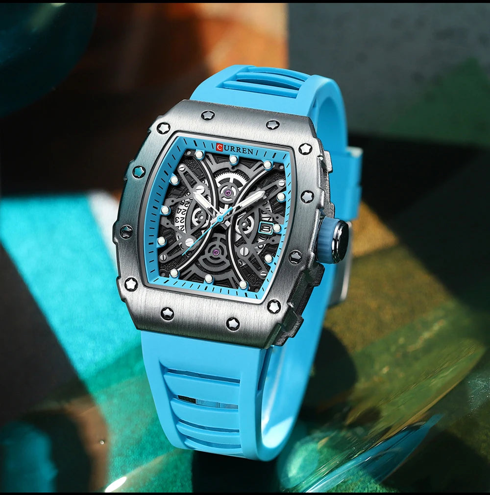 Men's 3D Quartz Stainless Steel Watch - Waterproof with Silicone Strap