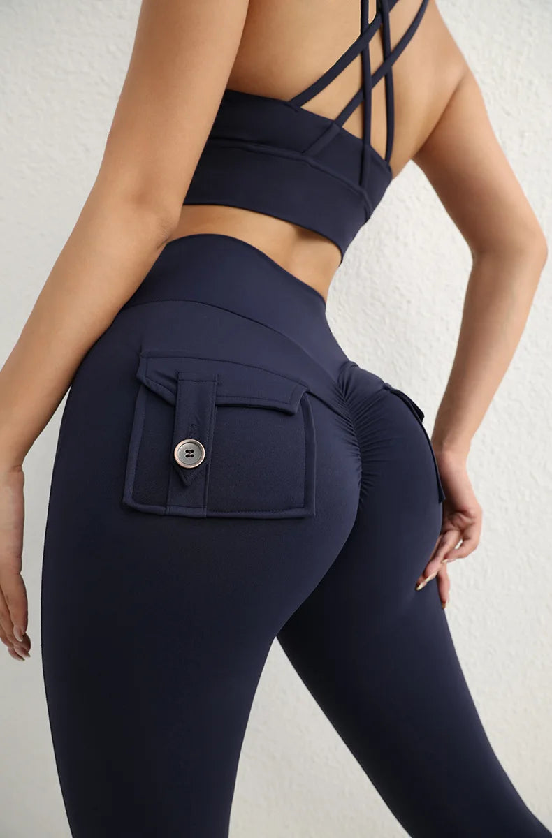 High Waist Scrunch Leggings - Push Up Yoga Pants with Pockets