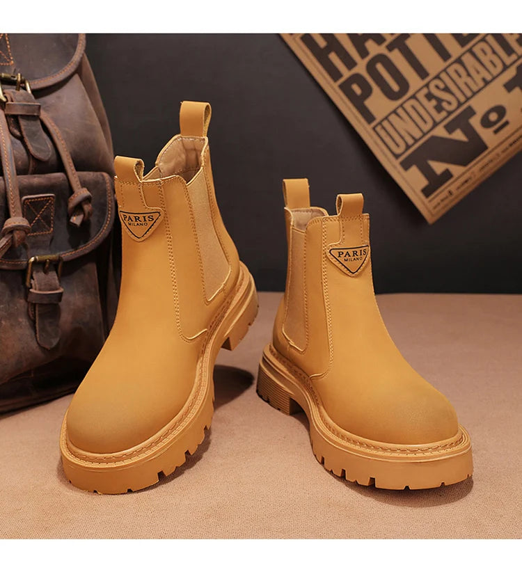 Men's Ankle Boots Comfortable Slip-On Outdoor Shoes