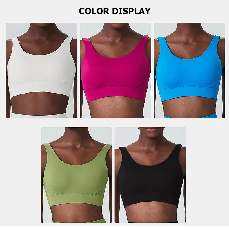 Women's Fitness Sports Bra | Nylon Lycra | Back Buckle | Fixed Chest Pads | Anti-Friction | 5 Colours | S–XL