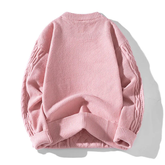 Autumn Winter O-Neck Knitted Sweater - Casual Loose Fit Pullover