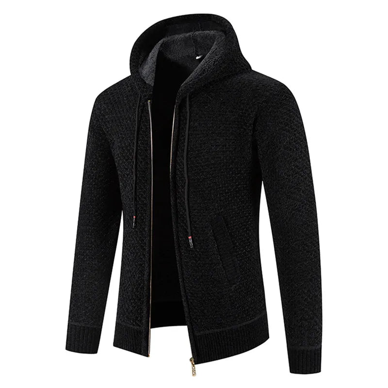 Men's Hooded Zip Cardigan Sweater - Thick Warm Winter Coat
