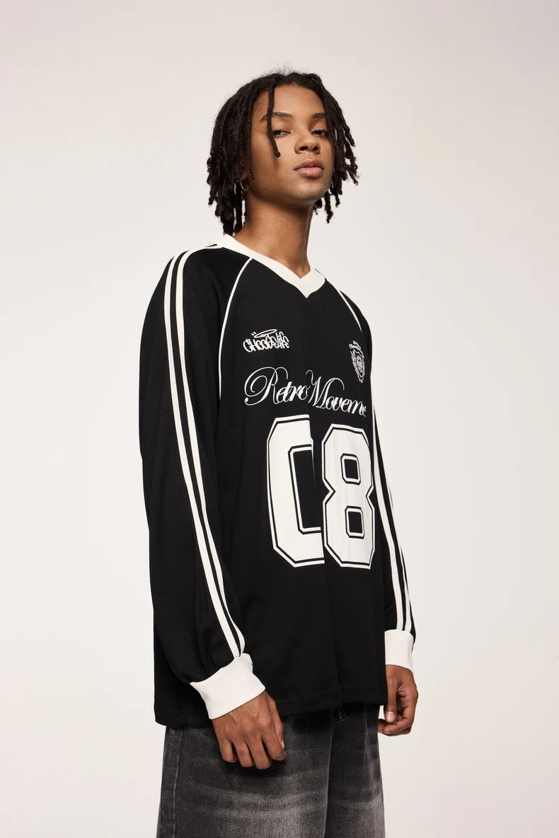 Unisex Graphic Football Jersey Loose Fit Long-sleeved sportswear T-Shirt