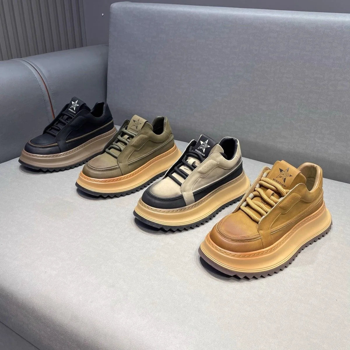 Men's Casual Platform Comfortable Skateboard Sports Shoes Lace Up Sneakers