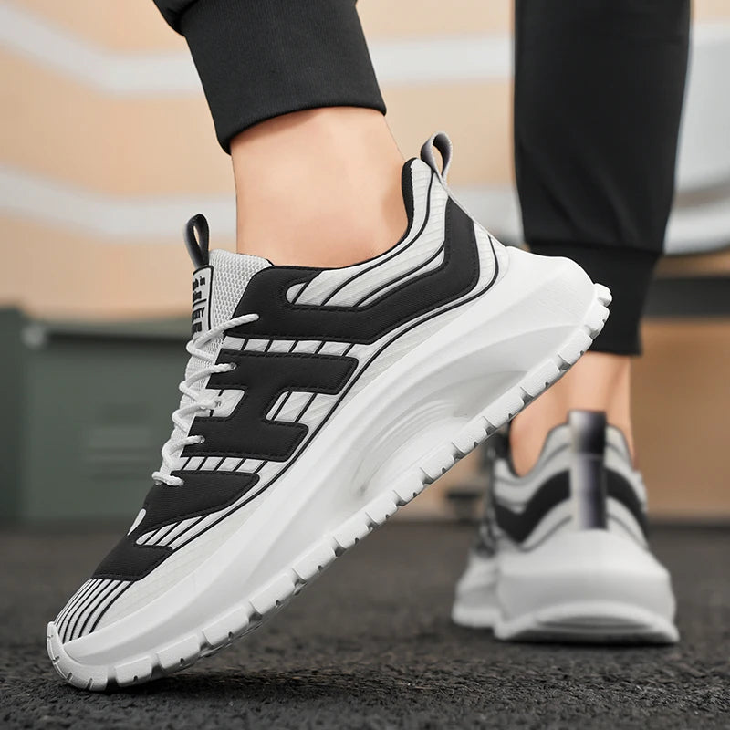 Men's Casual Sneakers Breathable Lace Up Platform Trainers Shoes