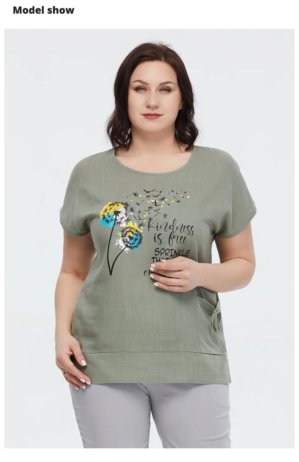 Women's Oversized Cotton Linen Floral Print T-Shirt – Short Sleeve