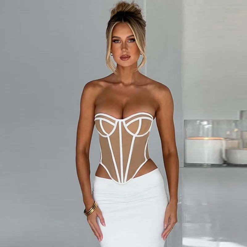 Women's Backless Corset Top - Sleeveless Bustier Crop Top