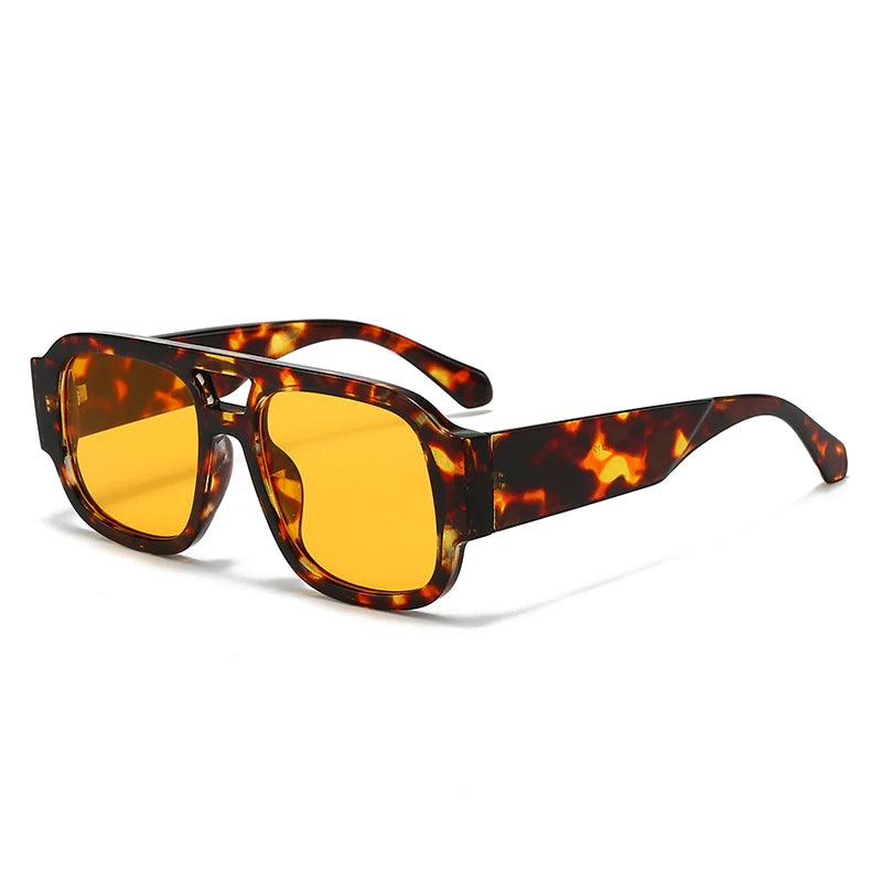 Unisex 1/4 Set Retro Large Frame Double Bridges Square Sunglasses
