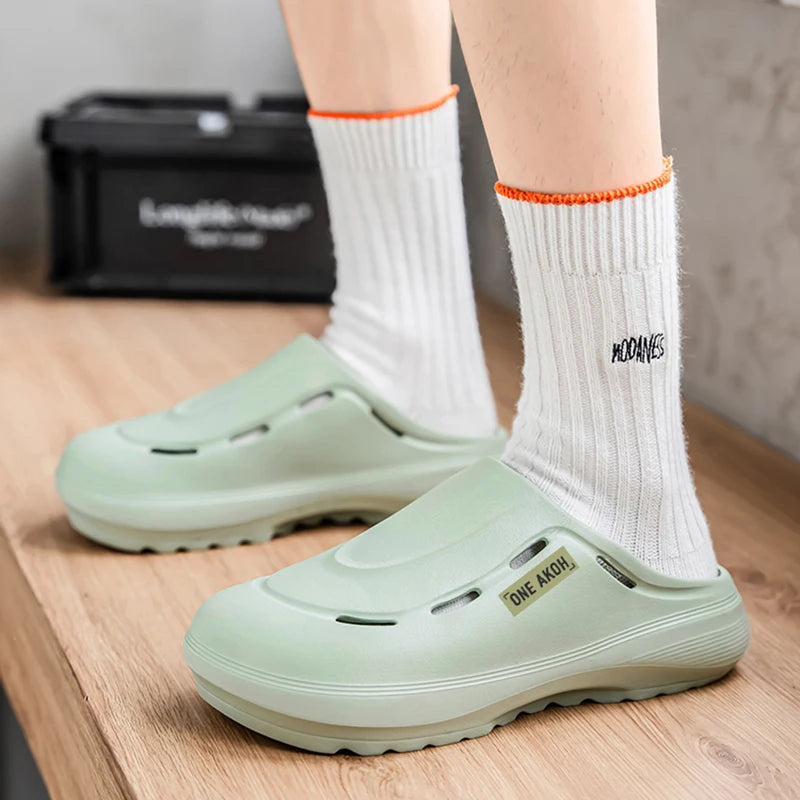 Men's Summer Slippers Platform Sandals Casual Soft Sandals Breathable Clogs Flip Flop Crocs
