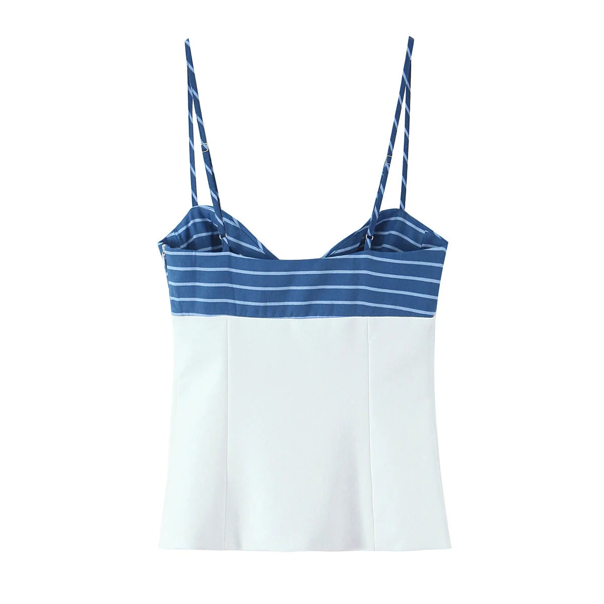 Women's Contrasting Striped Suspender Set - Short Top with Belted Skirt