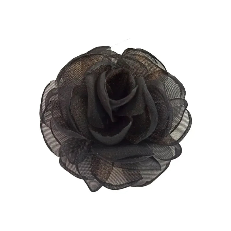 Elegant Fabric Silk Flower Brooch - Purple