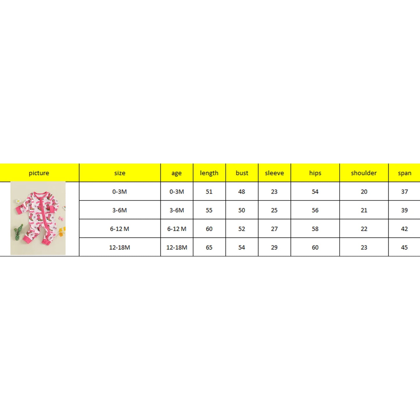Western Baby Romper with Boot Print (0-18M)