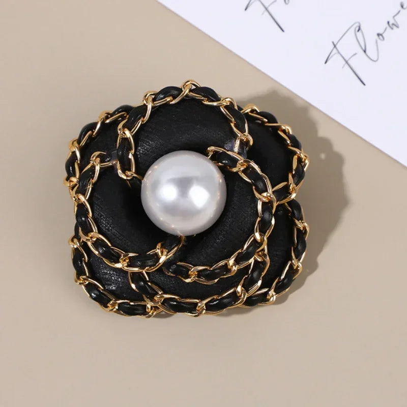 Elegant Fabric Camellia Pearl Brooch - Flower Corsage Pin