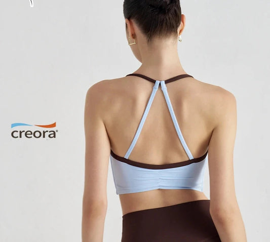 Two-Tone Nylon Sports Bra - Removable Chest Pad