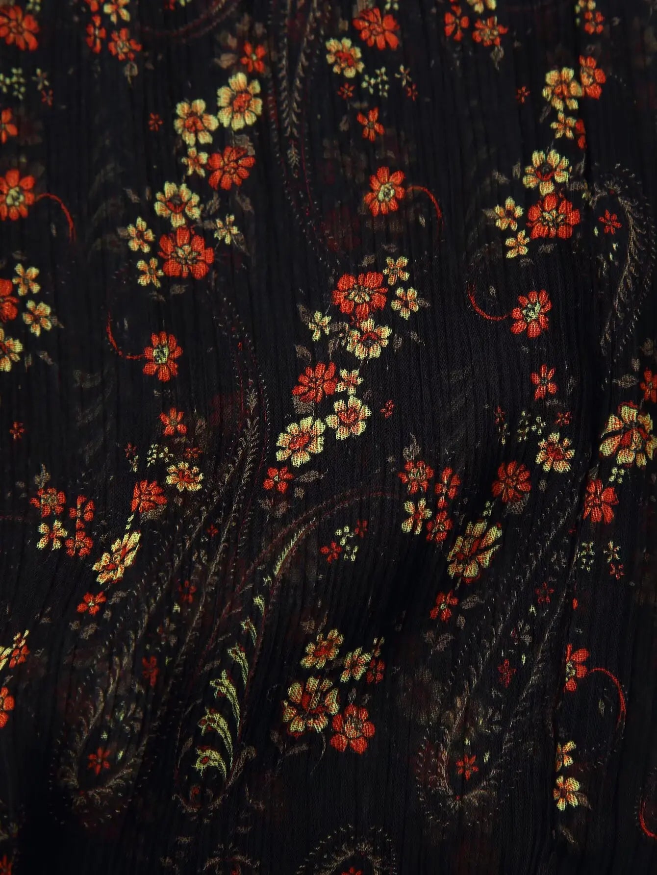 Floral Print High Neck Mini Dress - Long Sleeve Spring Autumn Dress