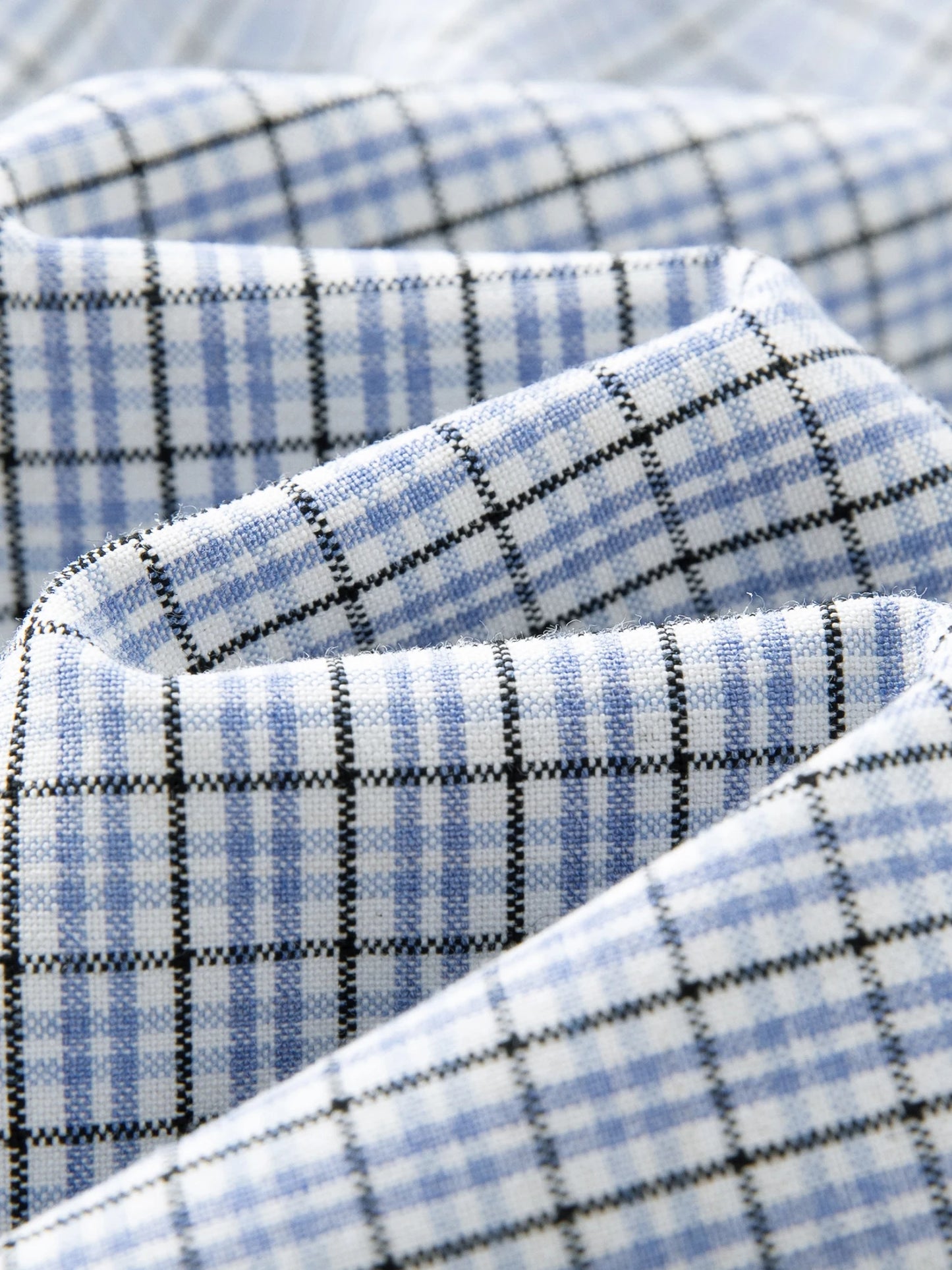 Blue Plaid Shirt & Navy Skirt Set - Long Sleeve Two-Piece